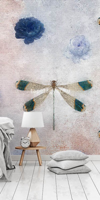Design tapéta -Dragonfly with ink scattering effect